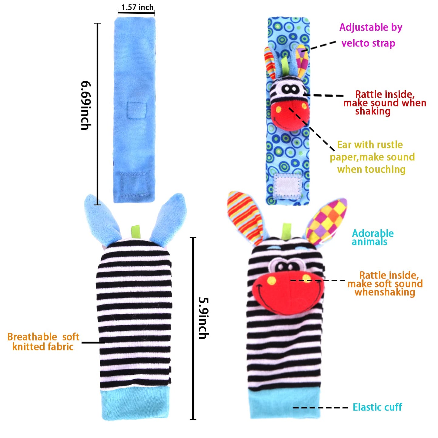 Wrist Rattle Foot Finder Socks Set, Caterpillar Musical Plush Stuffed Toy for Infant, Baby Toys 0-12 Months, Newborn Boy& Girl Shower Birthday Halloween Christmas Gift