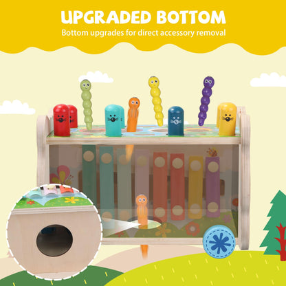 9 in 1 Montessori Toys for 1 Year Old, Wooden Hammering Pounding Toy Game with Xylophone for Toddlers 1-3, Gears and carrot harvest,1 Year Old Girl Birthday Easter Gifts, Learing Toys for babies