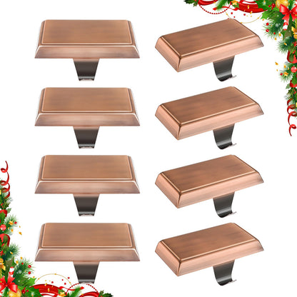 Kalolary 8 Pack Christmas Stocking Holders,Mantel Stocking Hangers Heavy Duty Xmas Stocking Hooks for Mantle Counter Tables Window Fireplace Christmas Party Decoration (Red Bronze)