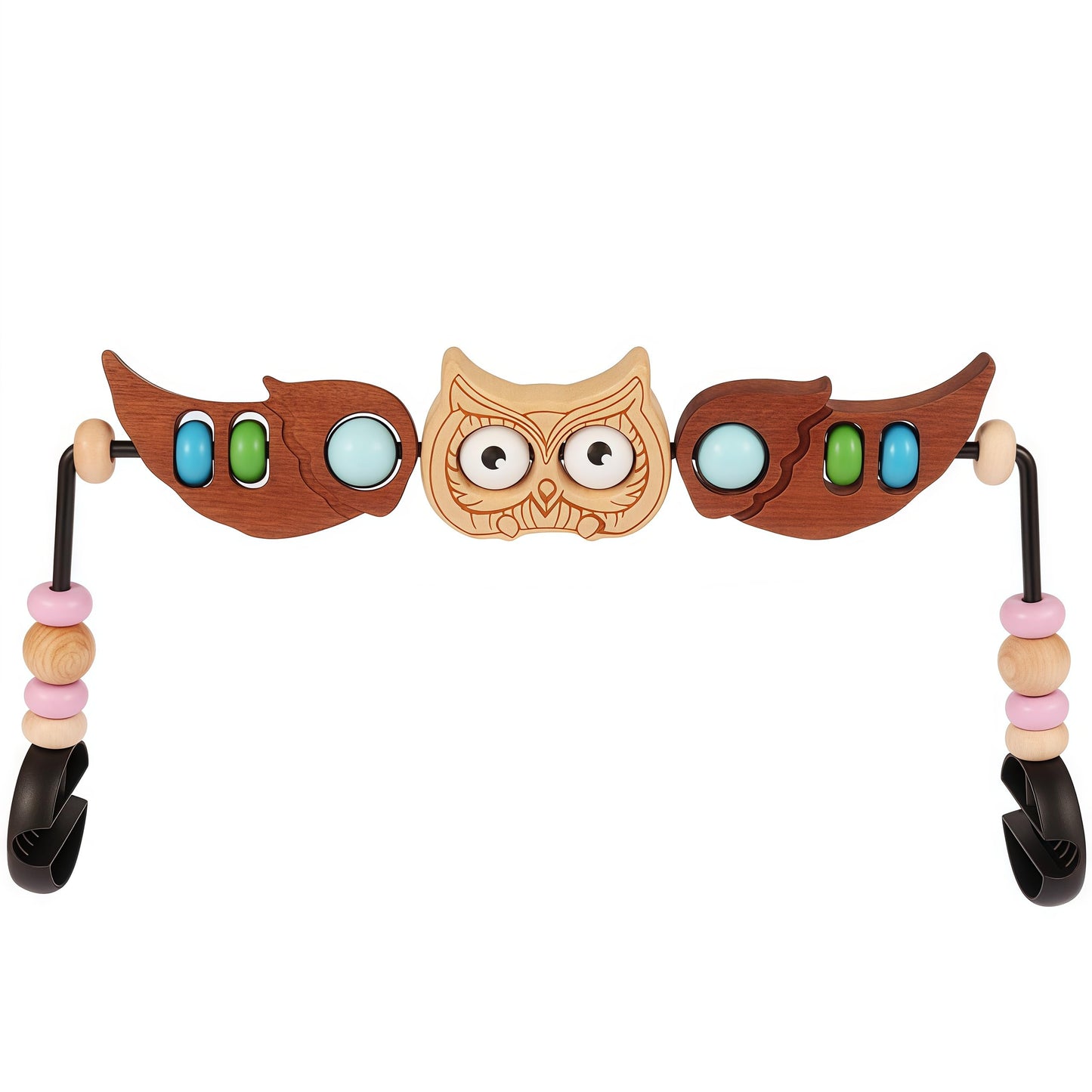 juhg Toy Bar Compatible with Baby Bjorn Bouncer，Baby Bouncer Toy Bar ，Wooden Bouncers Toys Attachment, Fun Owl-Shaped Design for Babies of All Ages to Play