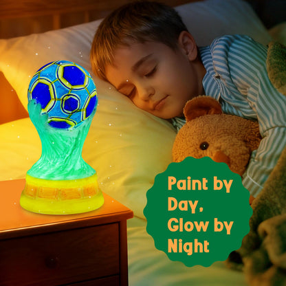 EPUMP Paint Your Own Soccer Cup Lamp Kit - Rechargeable 1200mAh Night Light with 2 Light Modes, Arts and Crafts Painting Toys for Girls Boys, Art Supplies Birthday Gifts for Kids Ages 3-12+