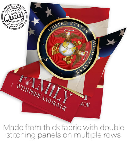 US Marine Family Honor Garden Flag - Armed Forces Corps USMC Semper Fi United State American Military Veteran Retire Official - House Banner Small Yard Gift Double-Sided Made in USA 13 X 18.5