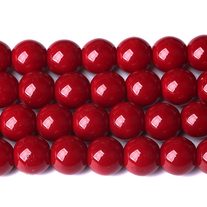 4mm 90pcs Pomegranate Red Glass Beads Natural Round Loose Beads Crystal Energy Stone Healing Power for Jewelry Making 1 Strand 15" (4mm, Pomegranate Red Glass)