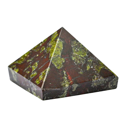 Amazing Gemstone Dragon Bloodstone Pyramid Crystal Healing Stones - 1" Great Pyramid Figurine of Natural Stone Pyramid for Meditation, Reiki, Chakra Balancing and Crystal Pyramids Grid