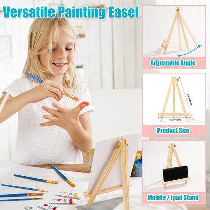 ESRICH 26 PCS Acrylic Paint Set with 12 Colors Acrylic Paints (12ml, 0.4 oz), 10 Paint Brushes, 2 Canvas, 1 Wood Easel, 1 Plate, Painting Supplies Kits for Kids, Adults, Artists and Beginners