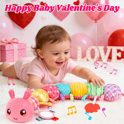 Baby Girls Toys 0-6 Month Music Animal Stuffed Caterpillar Toy for Infant 0-3 3-6 Months Mirror Crinkle Rattle Tummy Time Sensory Toys for 3 4 5 6-12 Month Old Newborn Baby Shower Easter Gifts