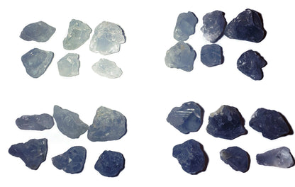 6pc Set Raw Celestite Celestine Small Rough Naturally Semi-Faceted & Semi-Translucent Healing Crystal Gemstone Specimen From Madagascar for Wire Wrapping, Meditation, & Metaphysical Uses