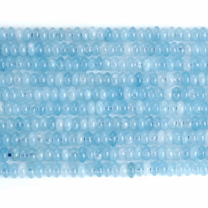 150PCS 2x4mm Natural Aquamarine Rondelle Beads Abacus Disk Stone Beads Round Loose Spacer Gemstone Beads for DIY Bracelet Necklace Jewelry Making