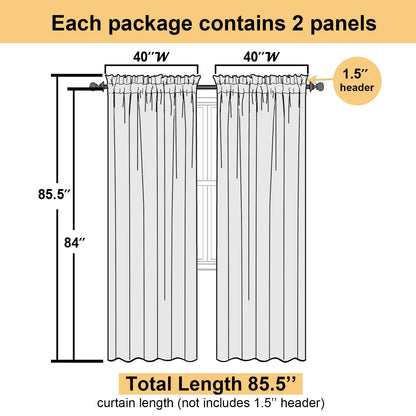Lecloud Charcoal Grey Sheer Curtains 84 Inches Long 2 Panels, Voile Airy Light Filtering Curtains for Living Room Bedroom, Dual Rod Pocket Sheer Window Treatments Drapes, Each Panel 40" W x 84" L