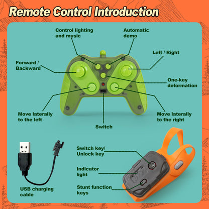 QPOU Gesture Sensing RC Stunt Car for Kids - 2.4Ghz Remote & Hand-Controlled Toy, Birthday Gifts for Boys 6 7 8 9 10 11 12 Year Old, Twist Off-Road Vehicle with Lights & Music