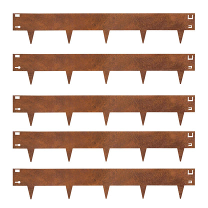PROWORX Corten Steel Rust Landscape Edging Border, 5 Pack 42”L x 7”H Weather Resistant Bendable Metal Garden Lawn Edging for Landscaping, Yard Pathway (16.5 Ft Total)