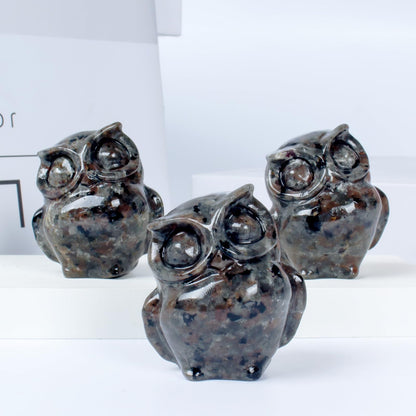 QLRSUXN 2 Inch Owl Figurine Handcrafted,Flame Stone Healing Crystal Animal Sculpture,Home Decor Unique Gift for Collectors,Crystal Artwork Nature Lovers Birthday Anniversary Present Spiritual Gift
