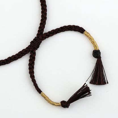 GEMSYMPHONY Smoky Quartz Gemstone Beads Braided Bracelet – 3.5mm Natural Stone Beads, Handmade Adjustable Braided Rope Bracelet, Healing Crystal Jewelry for Men & Women, Unisex Boho Gift