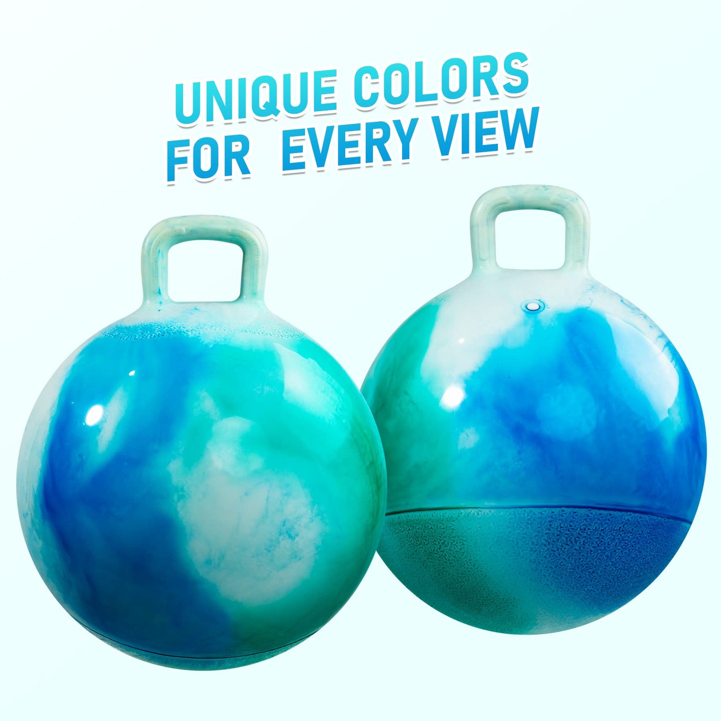 U&C Planet Hopper Ball, 18 inches Bouncy Ball with Handle for Kids Age 3-6, Hoppity Hop Sit and Bounce Jumping Hopping with Pump & Gift Box, Great Gift for Birthday Christmas, Green Clouds