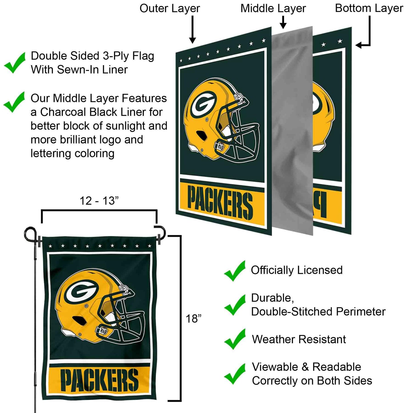 Green Bay Packers Decorative Yard Garden Flag