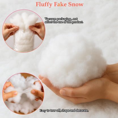 Christmas Fake Snow Decor, Fluffy Artificial Snow Fake Snow Decoration, Flame Resistant Indoor Cotton Snow Blanket for Xmas Village, Nativity, Xmas Tree, Crafts, Photo Prop, Xmas Decorations (5.6OZ)