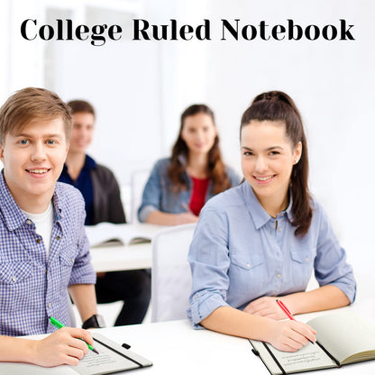 Laumoi 28 Pack PU Leather Lined Notebook Journal Bulk A5 Hardcover Notebook College Ruled 5.5 x 8.2 Inch Journal with Pen Holder for School Business Work Writing(Black,Simple)