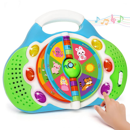 Musical Toddler Learning Toy, Alphabet Flip Book with Lights & Sounds, Car Seat Travel Toy for 1 2 3 Year Old Boys Girls, Interactive ABC Educational Toy for Daycare Classroom, Christmas Birthday Gift