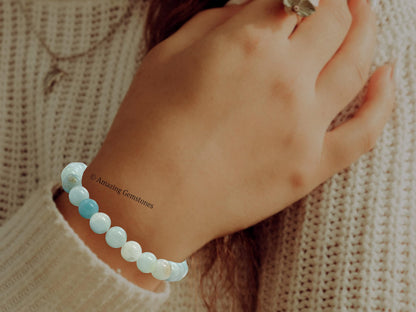Amazing Gemstone Crystal Bracelet for Women Men's Gifts - Protection Healing Crystal Bracelet - 8mm Gemstone Beaded Stretchable Bracelet Pulseras Para Hombres Mujer Stocking Stuffers Mothers Day Gift (Amazonite)