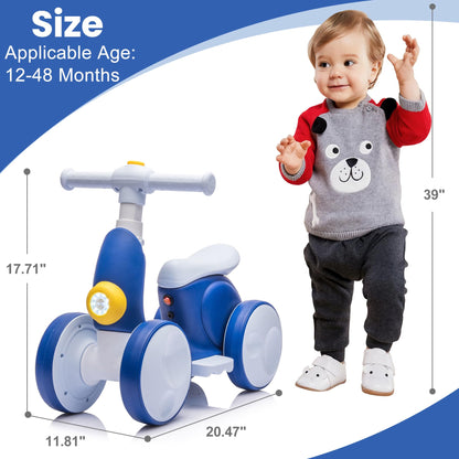 Electric Baby Balance Bike with Bubble Machine for 1 Year Old Boys Girls 4 in 1 Ride On Toys Toddler Balance Bike 12-48 Month Kids Bubble Bike First Birthday Gift with Powered Motor,Music,LED Lights
