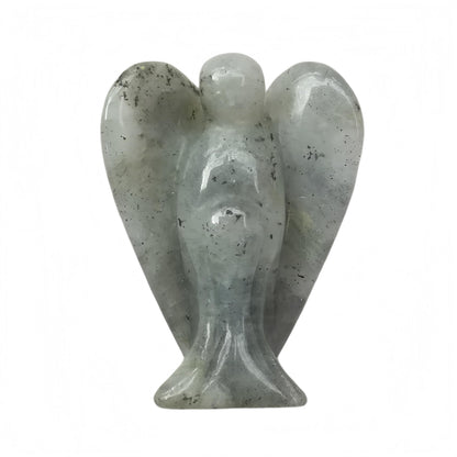 Afucats Natural Moonstone Healing Guardian Angel Indoor Decorative Stone,1.5 Inches Carving Pocket Palm Statue,Gift for Her Christmas Décor