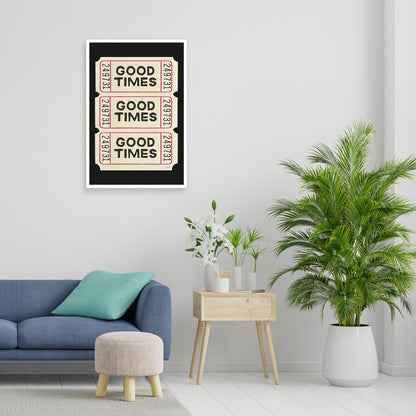 Trendy Wall Art Prints Poster Retro Good Times Ticket Print Black White Canvas Wall Art Retro Trendy Preppy Wall Decor For Bar Cart Teen Girls Living Room Bedroom Gallery 8x12in Unframed