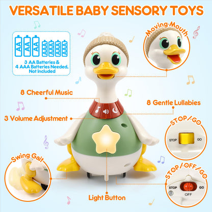 LUDILO Infant Baby Toys 6-12 Months: Musical Crawling Duck Toy Must Have 6 7 8 9 10 12 18 Month Old Baby Toy 6-12-18 Month Newborn Tummy Time Toys for 1 Year Old Boy Girl Gifts Stocking Stuffers