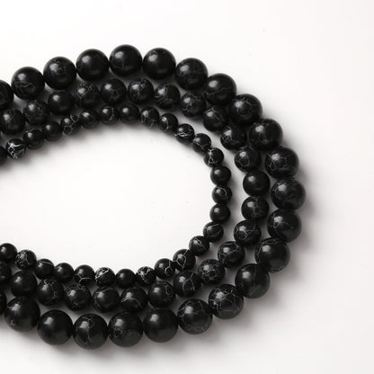 Black Turquoise Stone Beads for Jewelry Making Gemstone Round Crystal Bracelet Necklace 1 Strand 15.5inch 35PCS 10MM