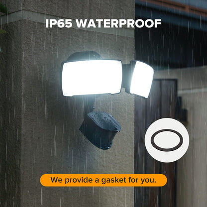 LUTEC 38W 3500 Lumen LED Motion Activated Integrated Dual-Head Floodlight Outdoor with Motion Sensor, 5000K Daylight, Dusk to Dawn, Exterior Security Wall Light for Patio, Garden, Yard(Black)