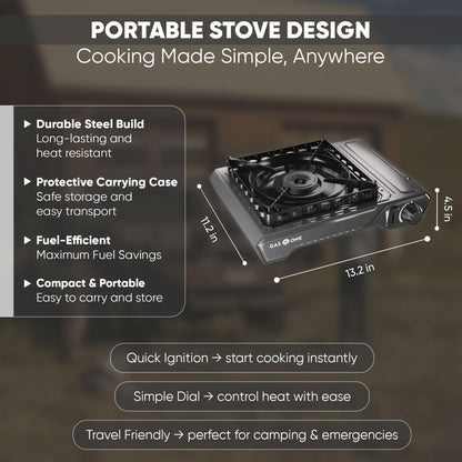 GasOne GS-5900A 15,000 BTU Portable Butane Camping Stove with Heavy Duty Case: Automatic Ignition, High Output, Precise Heat Control - Camping & Tailgating and Outdoor Cooking