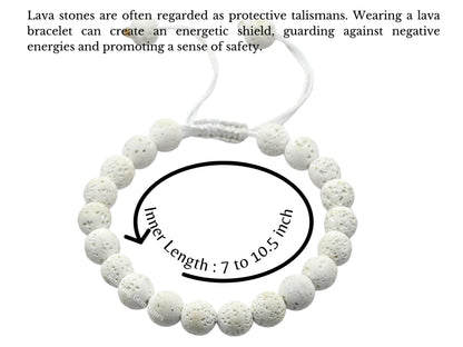 Amazing Gemstone White Lava Bracelet for Women Men's Gifts - Protection Healing Crystal Bracelet - 8mm Gemstone Beaded Adjustable Bracelet