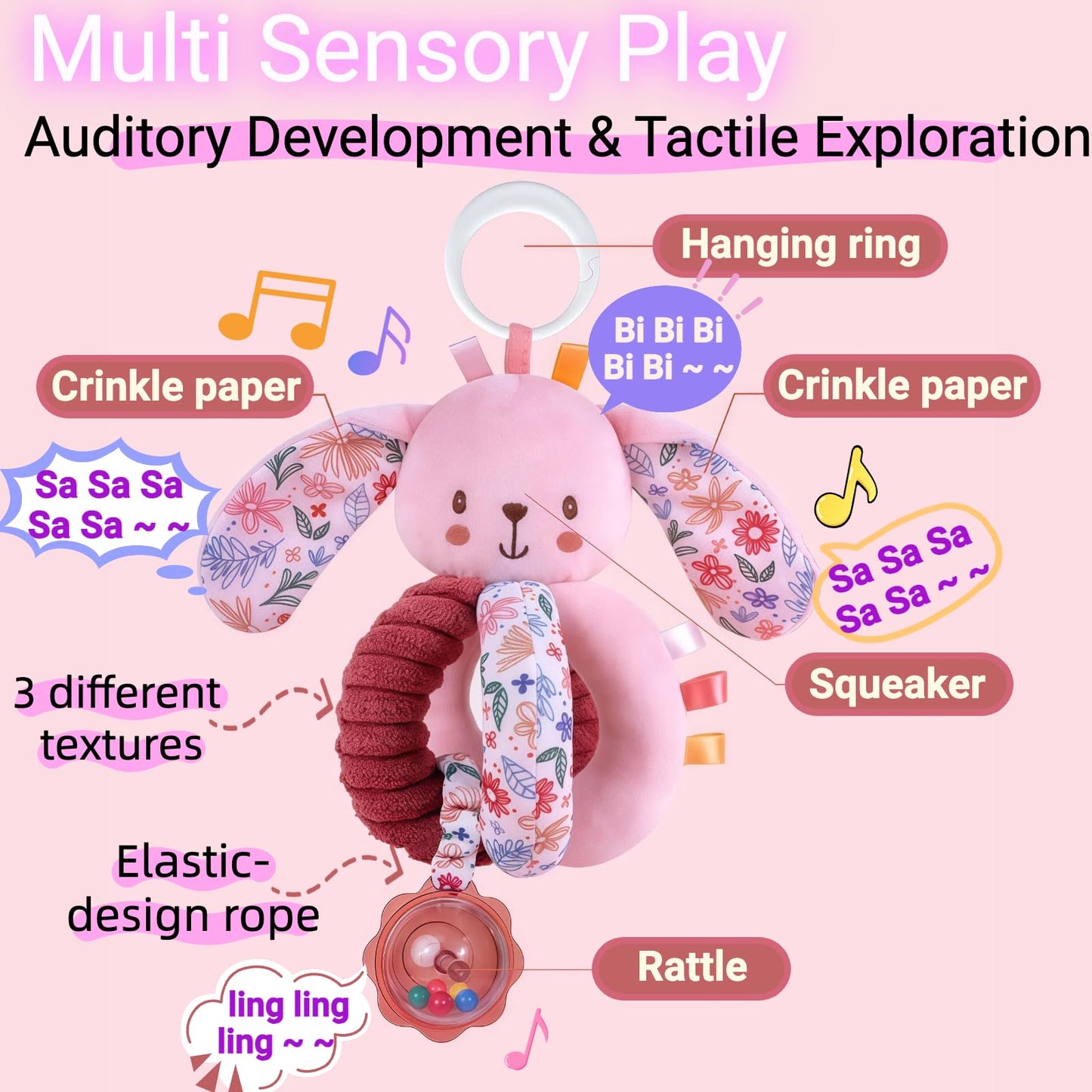 chochumy Baby Books Infant Cloth Toy, Tummy Time Crinkle Touch Feel and Stroller Hanging Car Seat Toys for Infant 0-2-3-4-5-6-7-8-9-12 Months, Newborn Boy Girl Shower Gifts Easter Basket Stuffers