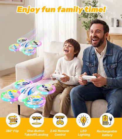 TURN RAISE Mini Drone for Kids & Beginners - RC Quadcopter with Colorful LED Lights, 360° Flips, 3 Batteries 27 Min Flight, 2 Speed Modes, One Key Take Off, Indoor Flying Toy Gift for Boys Girls