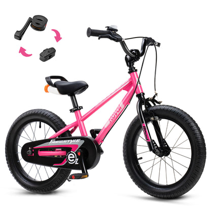 RoyalBaby EZ Kids Bike, 14 Inch Balance Pedal Convertable Bicycle, Easy Learn Balancing to Biking Boys Girls Ages 3-5 Years Beginners, 14" Wheel Pink