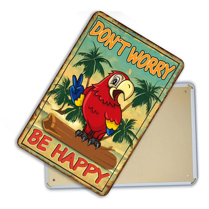 MOUNTWOLF Don't Worry Be Happy 8" x 12" Outdoor Metal Signs for Backyard, Patio, Porch Decor