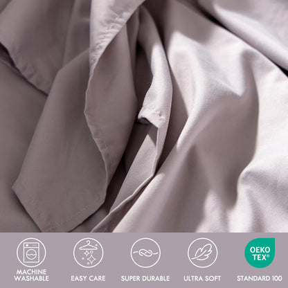 ClevaHome Queen Size Sheet Set - 6 Piece Soft Breathable Luxury Bed Sheet Set - Shrinkage & Fade Resistant Embroidered Bedding Sheet with Deep Pocket, 2 Extra Pillowcases (Queen, Purple Dove)