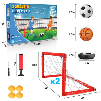 Growsland Boy Toys Hover Soccer Ball with 2 Goals, Indoor Soccer Gifts for Boys, LED Soccer Ball with Foam Bumper Inflatable Soccer Toys for 3 4 5 6 7 8 9 10+ Years Old Girls Boys
