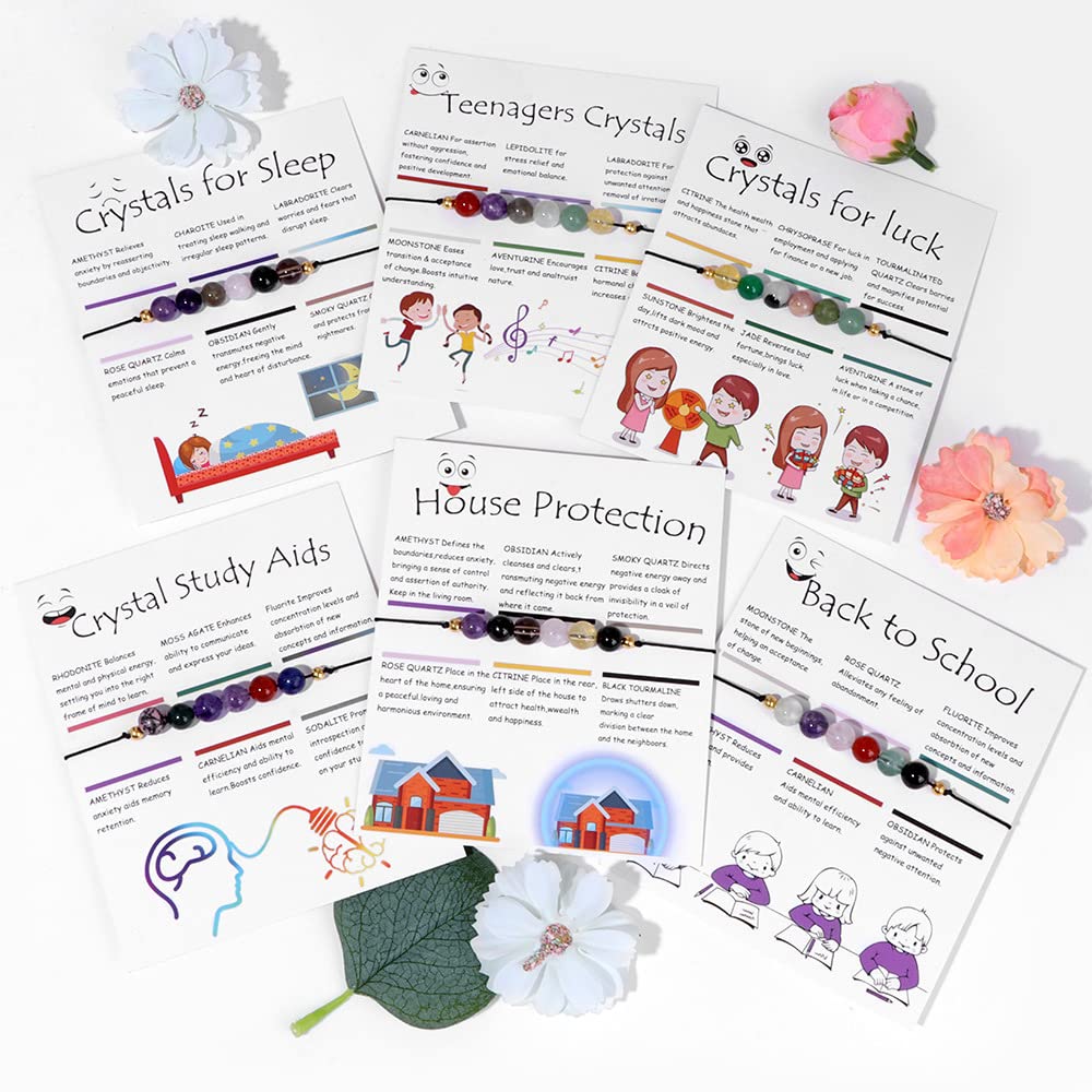 Fuqimanman2020 6mm Spiritual Crystal 7 Chakra Stretch Bracelet Natural Stone Healing with Meaning Cards Quartz Amethyst Reiki Beaded for Women Men for Anxiety Relief Jewelry-Sleep