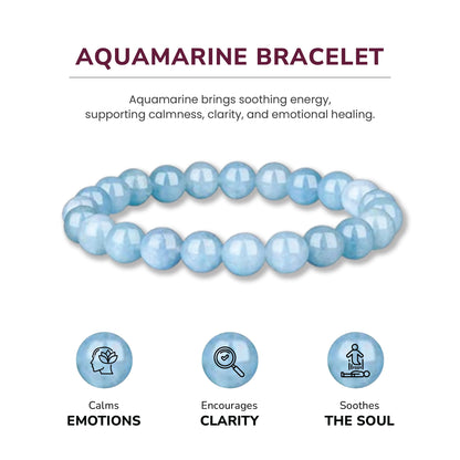 Crystal Vibe Natural Aquamarine Bracelet - Bring Positive Energy - Healing Stone Aquamarine Crystal Bracelet for Everlasting Joy