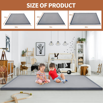 Baby Play Mats for Floor - 1.4" Thick Memory Foam Rug, 80"x80" Playpen Tummy Time Mat, Soft Velvet Nursery Rug, Large Padded Crawling Mat, Cushioned Pads for Playroom Toddlers, Infants, Yoga, Tatami