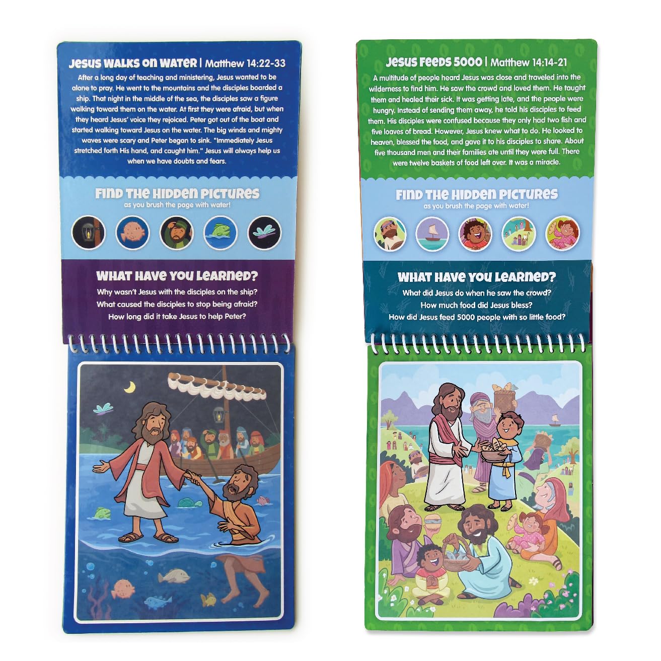 KangaToys Aqua Brush 2 Pack of The New Testament Color with Water Activity Book, Bible School, Preschool, Elementary, Primary, Christian, Religion, for Kids Ages 3+