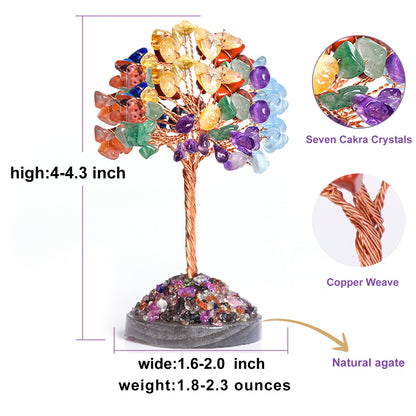 Ytbeoxk Seven Chakra Tree of Life,Money Dcorations,Crystals and Healing Stones,Reiki Positive Energy Gemstones 7 Chakra Tree,Purple Room Office Desk Feng Shui Decor Meditation Gifts for Women Men