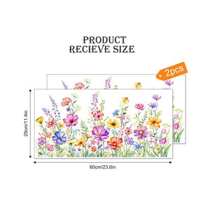 2 Sheets Wildflower Static Window Clings Colorful Spring Summer Floral Window Stickers Double-Sided Anti-Collision Glass Door Mirror Decals
