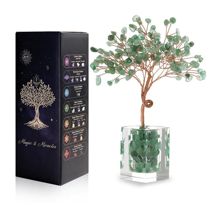 MAGIC AND MIRACLES Green Aventurine Crystal Tree Green Healing Crystals Stones Bonsai Money Tree, Home Office Table Desk Living Room Decor for Wealth Good Luck Positive Energy