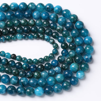 10mm 36pcs Natural Stone Blue Apatite Beads for Jewelry Making DIY Bracelet Necklace Accessories 15" Energy Healing Power Stone Beads (Blue Apatite Jades, 10mm)