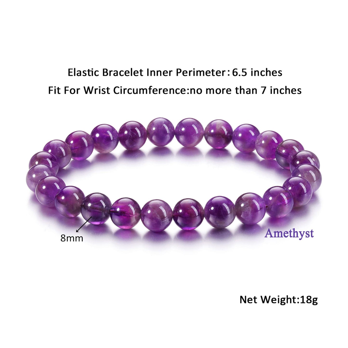 Jovivi Amethyst Crystal Bracelets for Women Men - 8mm Handmade Natural Semi Precious Gemstone Beaded Bracelets, Round Stone Beads Stretch Bracelet, Healing Yoga Bracelets Jewelry Gifts