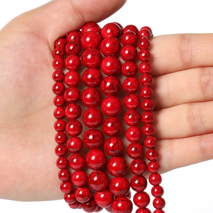 8mm Red Beads for Bracelets Turquoise Beads, Natural Stone Beads Gemstone Beads for Jewelry Making,DIY Bracelet Necklace About 45pcs