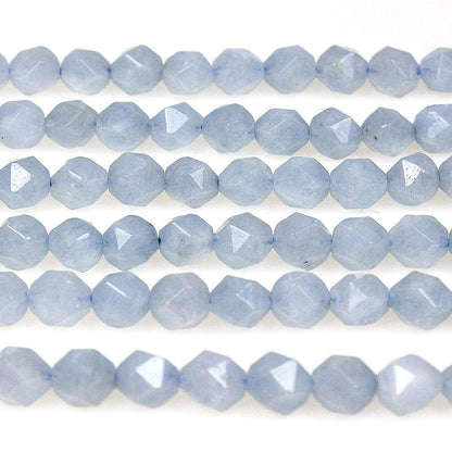 MJDCB Best Sellers Natural Stone Beads Faceted Polygon Aquamarine Crystal Energy Stone Healing Power for Jewelry Making(8mm)