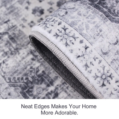 RUUGME 2x7 Washable Runner Rug - Vintage Hallway Rugs Non Slip Stain Resistant Rugs for Kitchen Living Room Bedroom Laundry Room Mat Distressed Rug Carpet Runner for Bathroom 2'x7' Grey