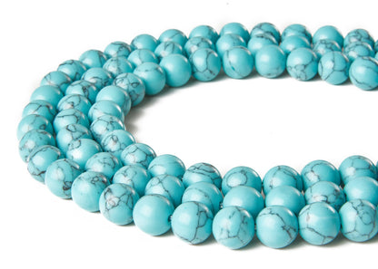 100pcs 6mm Blue Turquoise Beads Natural Gemstone Beads Round Loose Beads for Jewelry Making